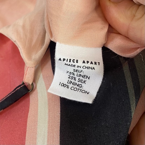 Apiece Apart 2 Pink Striped Linen Marjana Tiered Flounce Midi Maxi Dress $495 - Picture 10 of 12